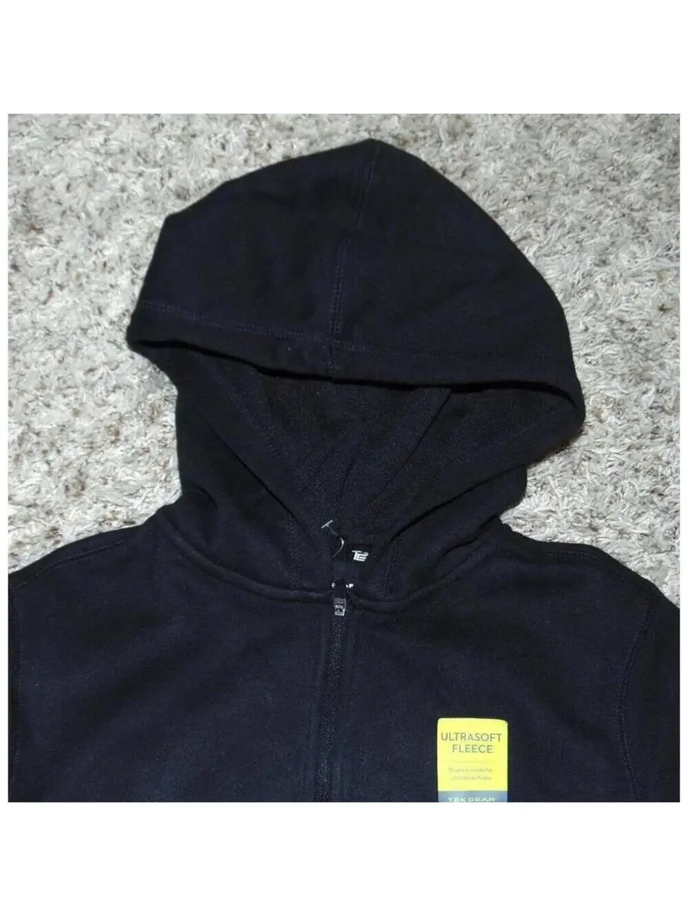 Tek Gear Hoodie Jacket Boys 8 Black Red Fleece Lined Full Zip Up Husky